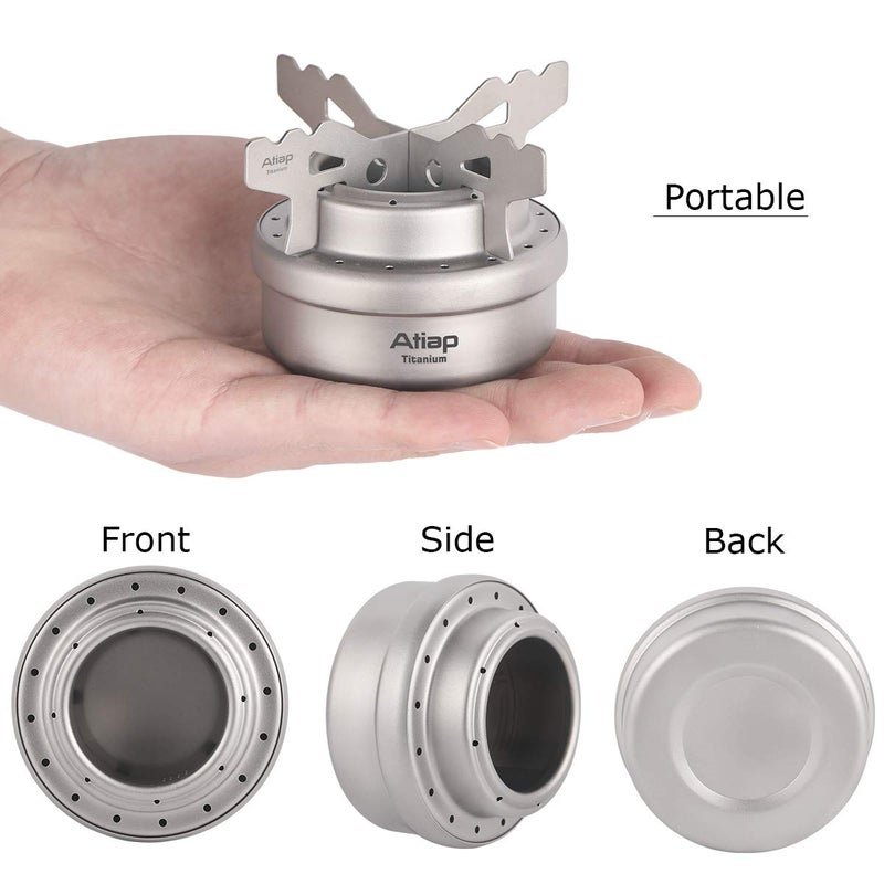 ATiAP Alcohol Stove, Titanium Portable Camping Backpacking Hiking Stove with Cross Stand Carry Bag - Image 4